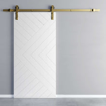 Load image into Gallery viewer, Arctic White Barn Door With Gold Hardware
-1