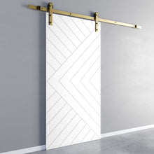 Load image into Gallery viewer, Arctic White Barn Door With Gold Hardware
-4