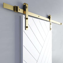 Load image into Gallery viewer, Arctic White Barn Door With Gold Hardware
-5